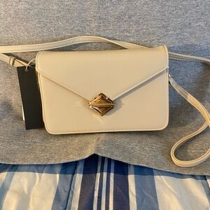 Isabelle Cream Crossbody Shoulder Bag with Gold Hardware